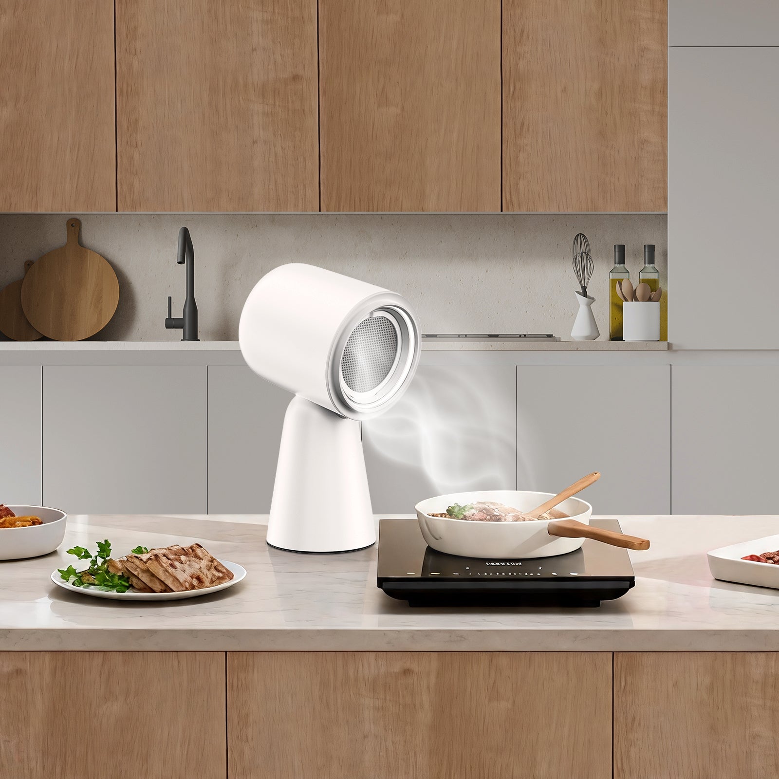 Kavor 3 Speeds Portable Kitchen Exhaust Fan – Desktop Range Hood with 15° Adjustable Head, Turbo Suction, Oversized Oil Cup for Countertop Cooking