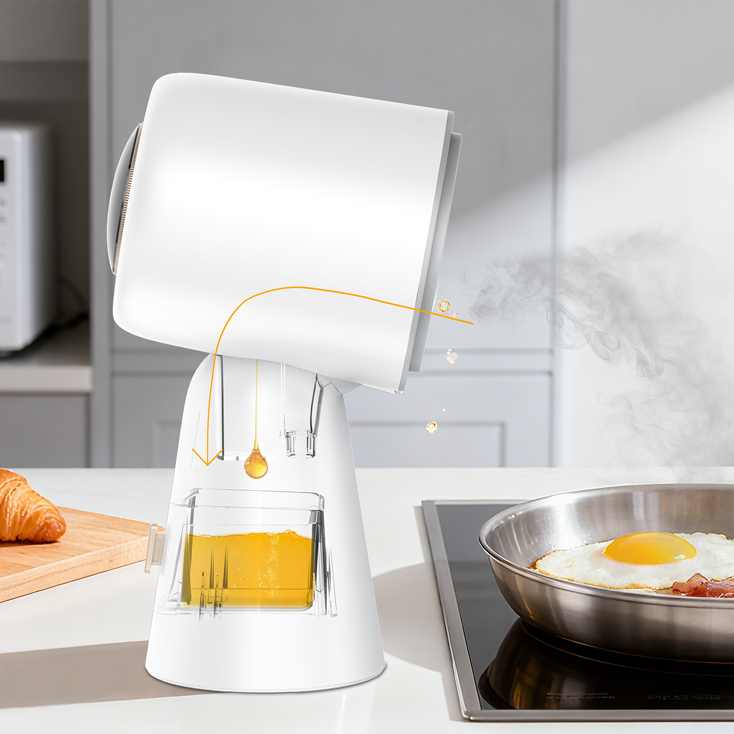 Kavor 3 Speeds Portable Kitchen Exhaust Fan – Desktop Range Hood with 15° Adjustable Head, Turbo Suction, Oversized Oil Cup for Countertop Cooking