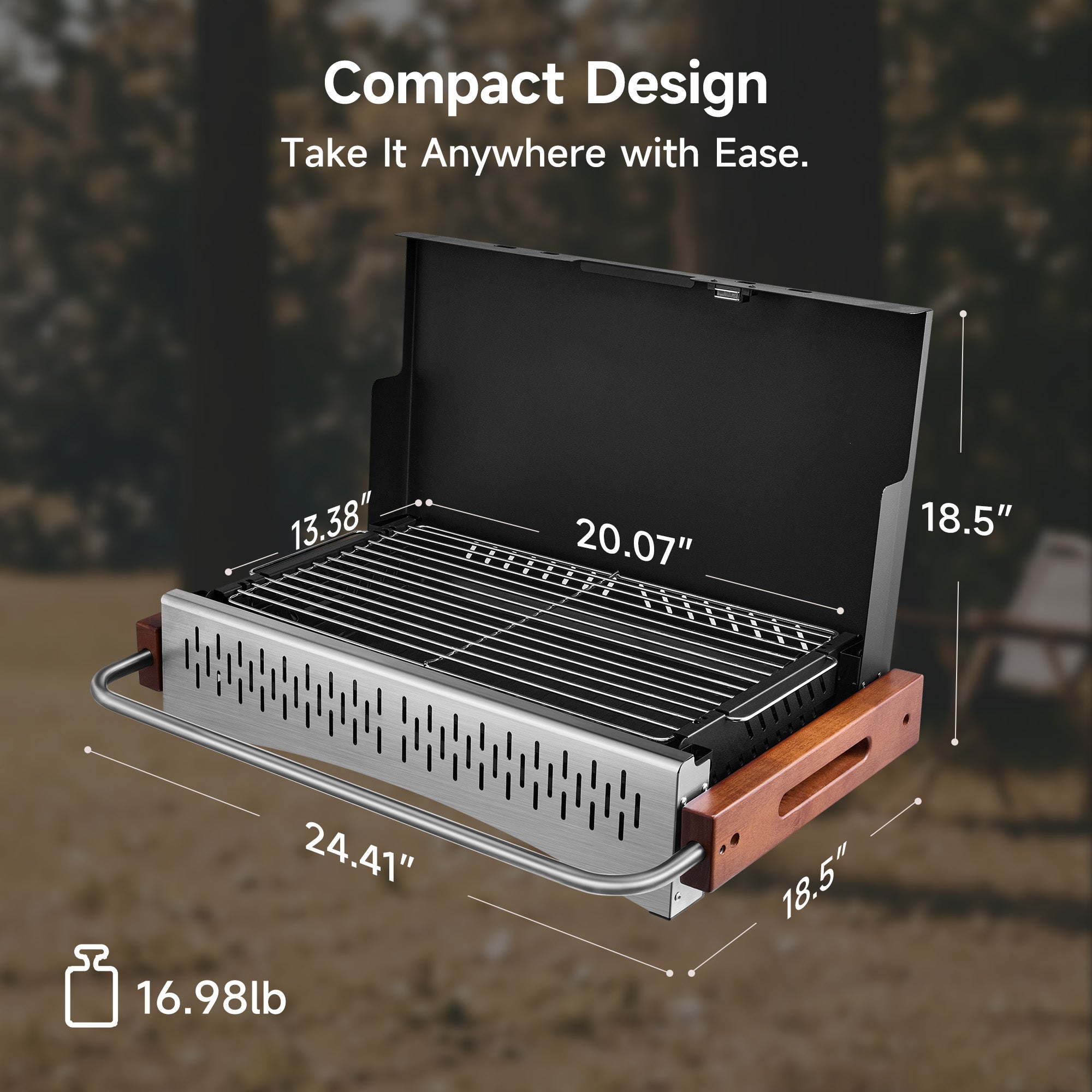 Portable Folding BBQ Charcoal Grill – For Camping, Beach & Backyard