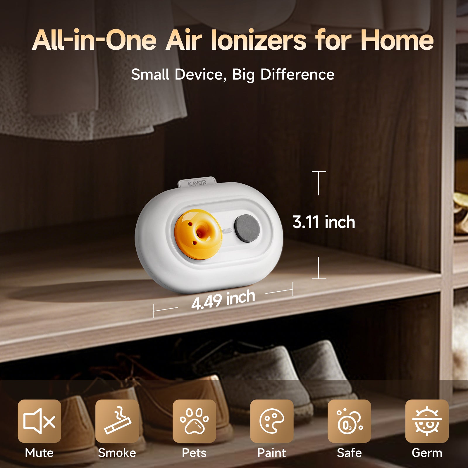 Plasma Ozone Deodorizer for Fridge, Car, Closet & Pet Areas