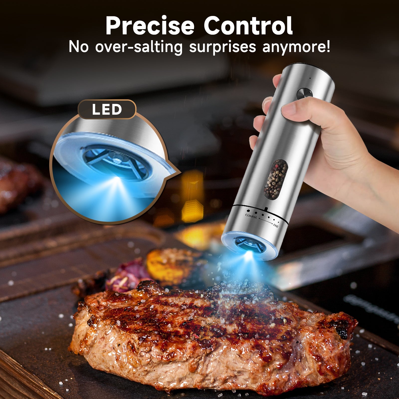Automatic Salt & Pepper Grinder Set with LED Light