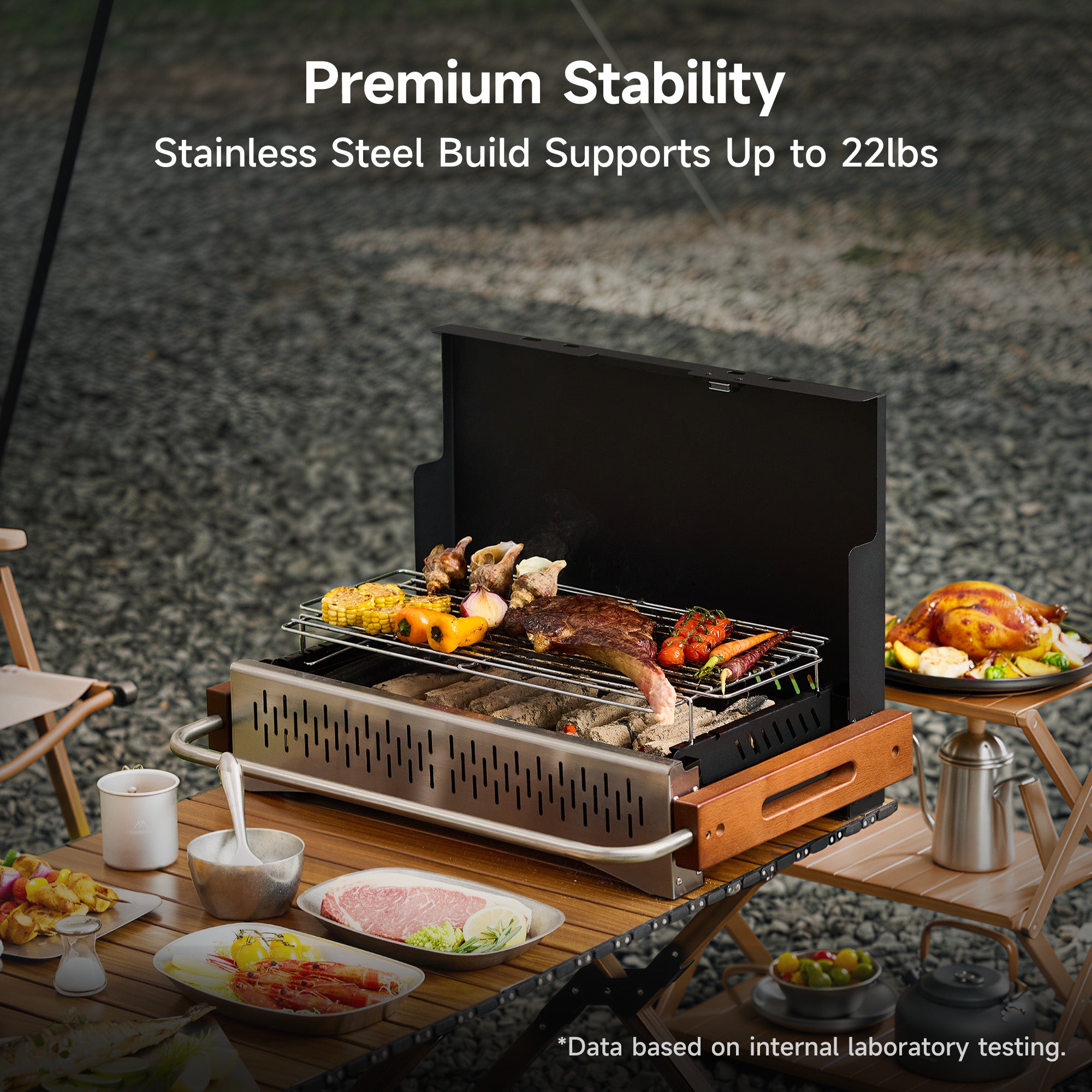 Portable Folding BBQ Charcoal Grill – For Camping, Beach & Backyard