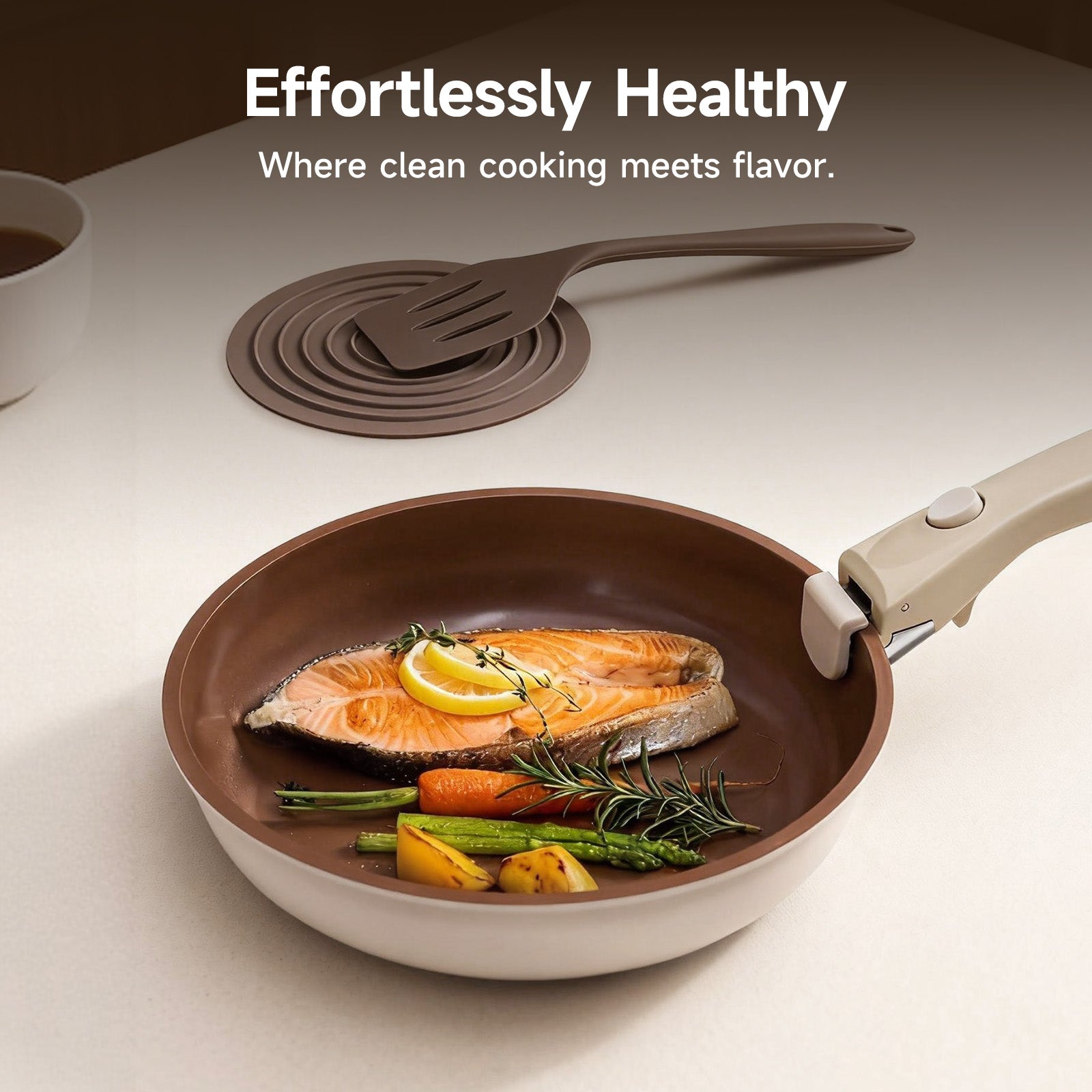 Ceramic Nonstick Cookware Set – Healthy Pots and Pans with Removable Handle