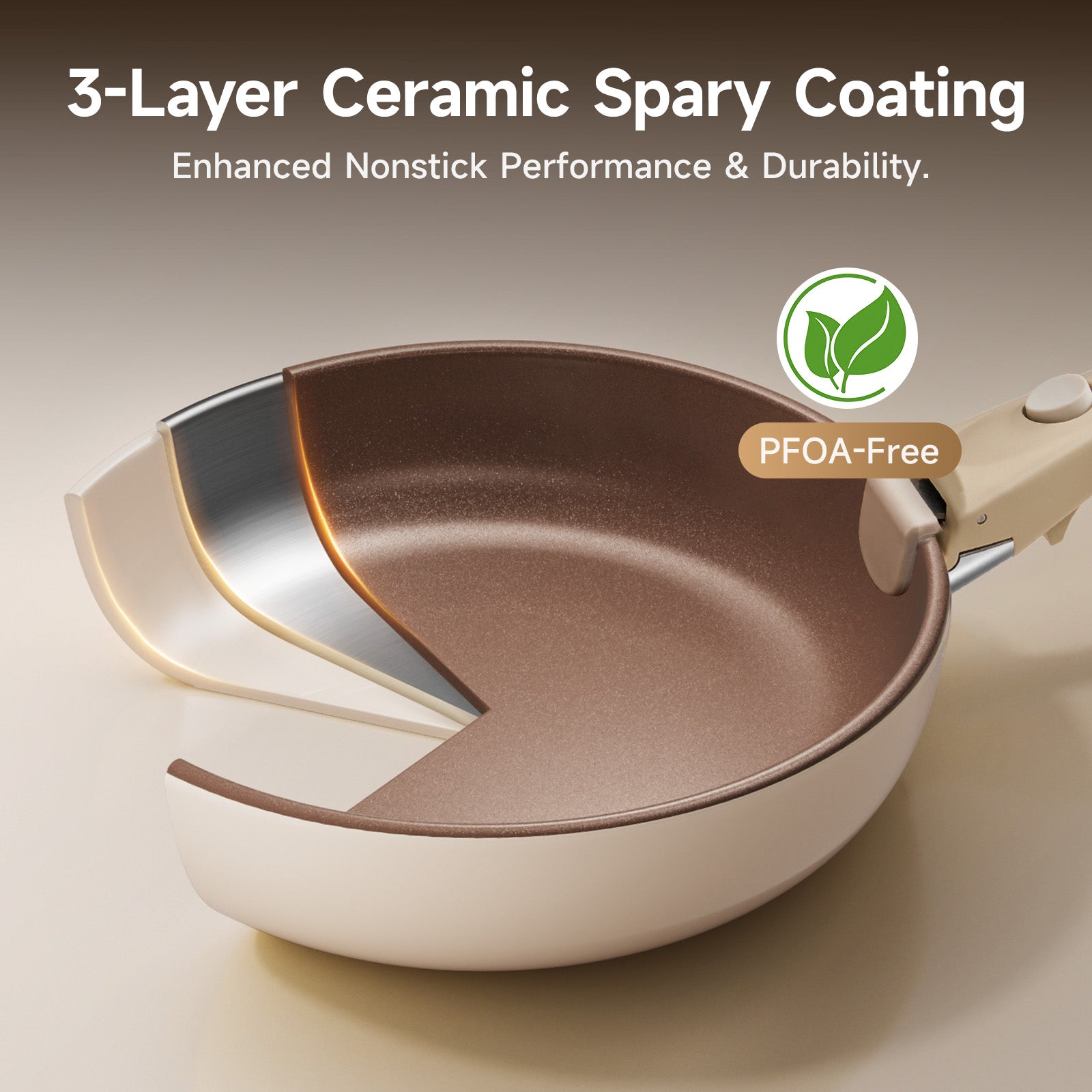 Ceramic Nonstick Cookware Set – Healthy Pots and Pans with Removable Handle